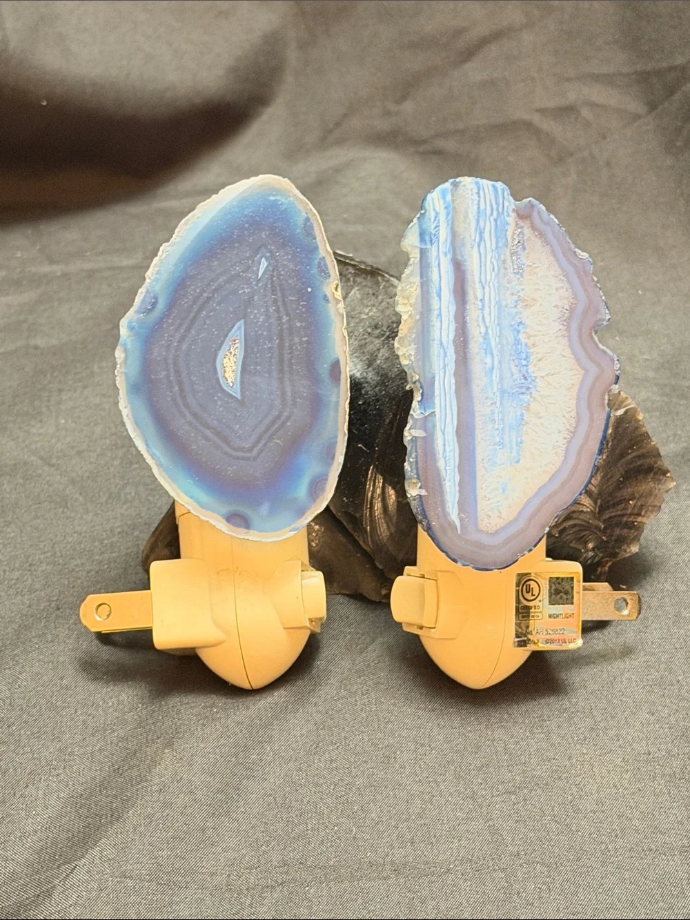 Vintage Blue Agate Plug-In Night Light Pair